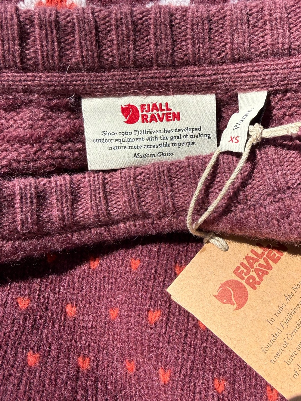 NEW🦊Fjällräven Övik Knit Sweater Dark Garnet $185 100% wool - Picture 5 of 6
